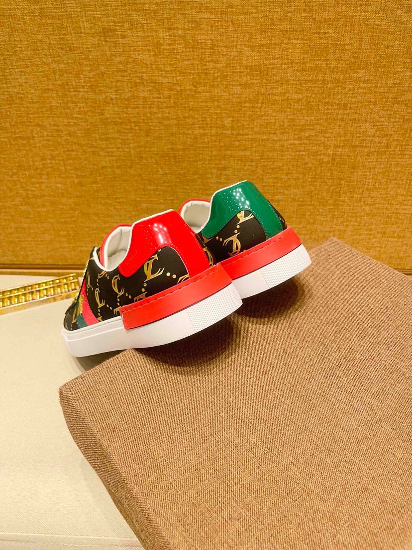 Black Patterned Gold-Lace Low-Top Sneakers
