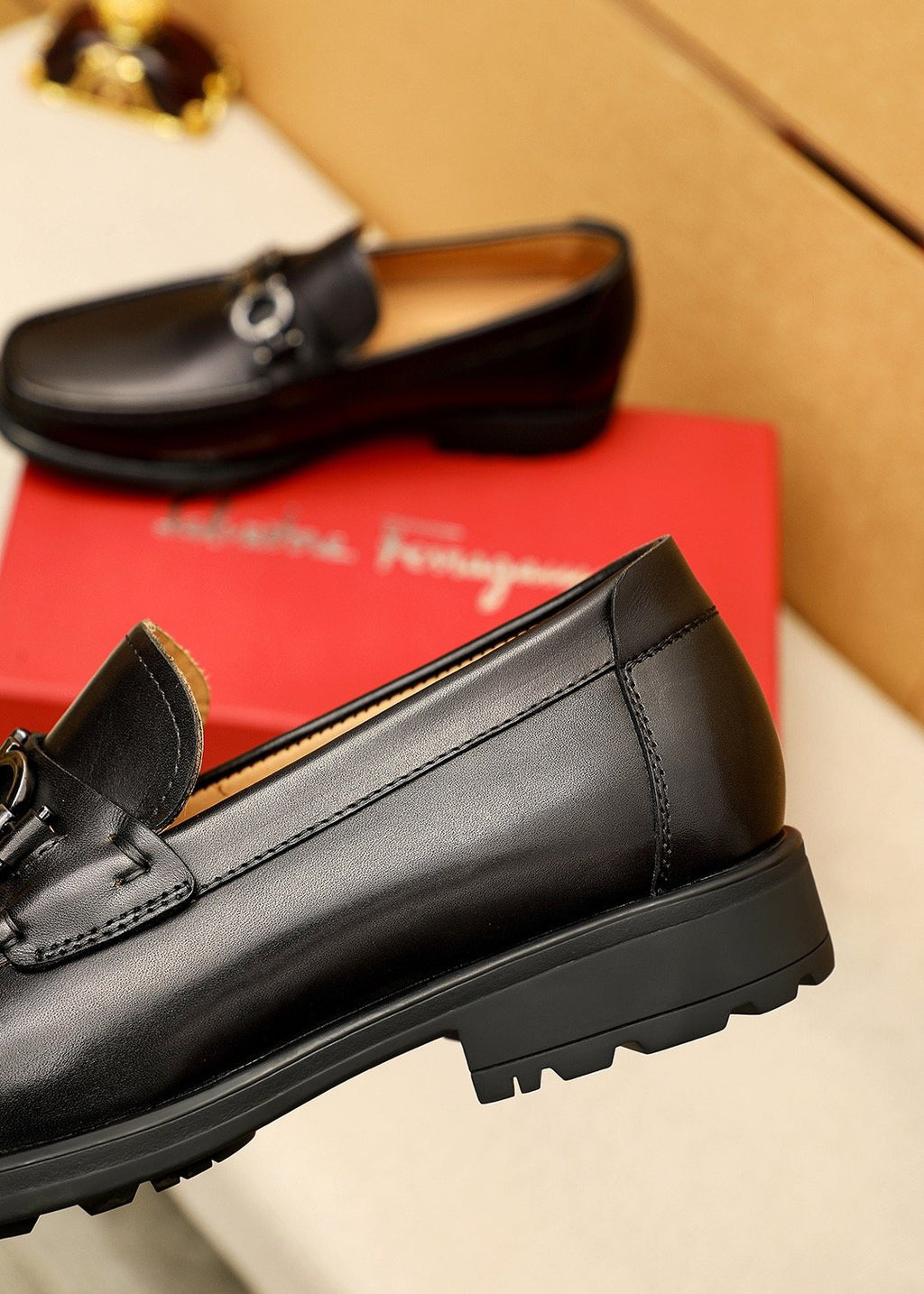 Ferragamo Black Bit Loafers