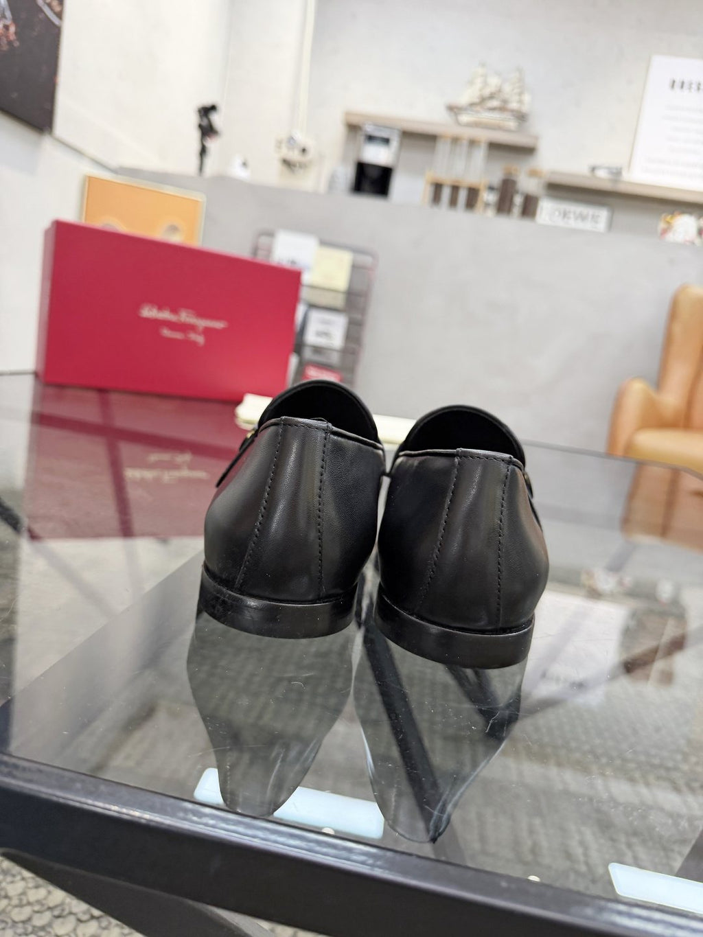 Salvatore Ferragamo Men's Black Buckle Strap Slip-On Loafers