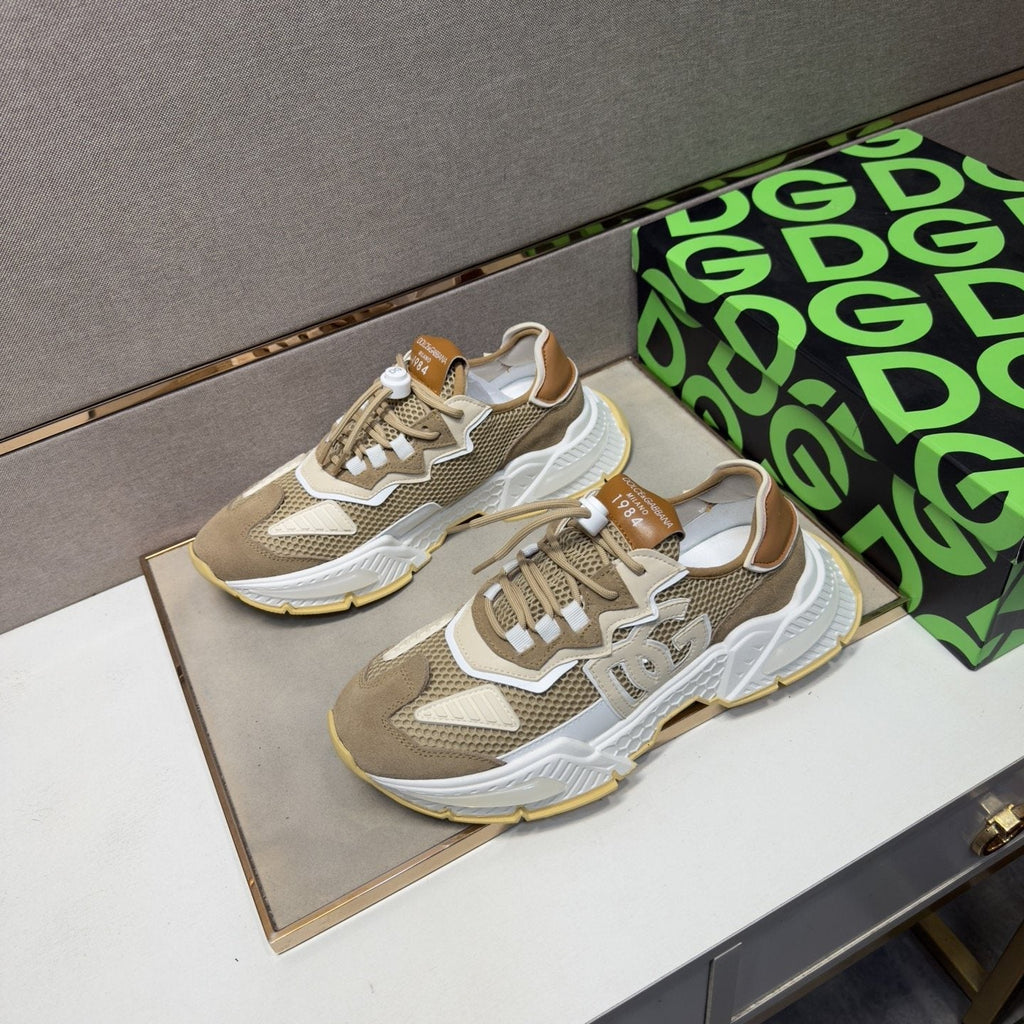 Dolce & Gabbana Taupe Mesh Panel Sneakers