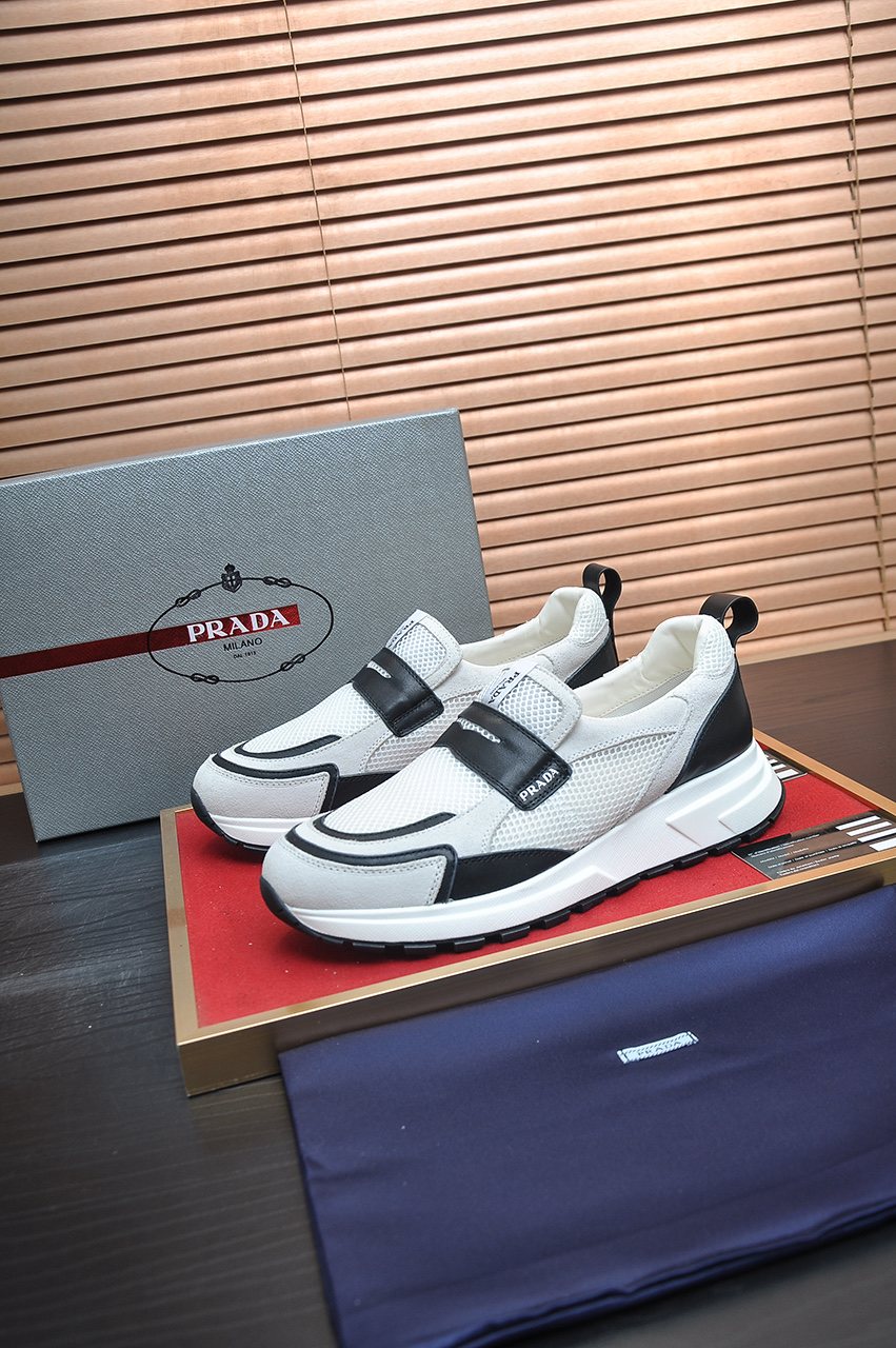 Prada Black Strap Low-Top Sneakers