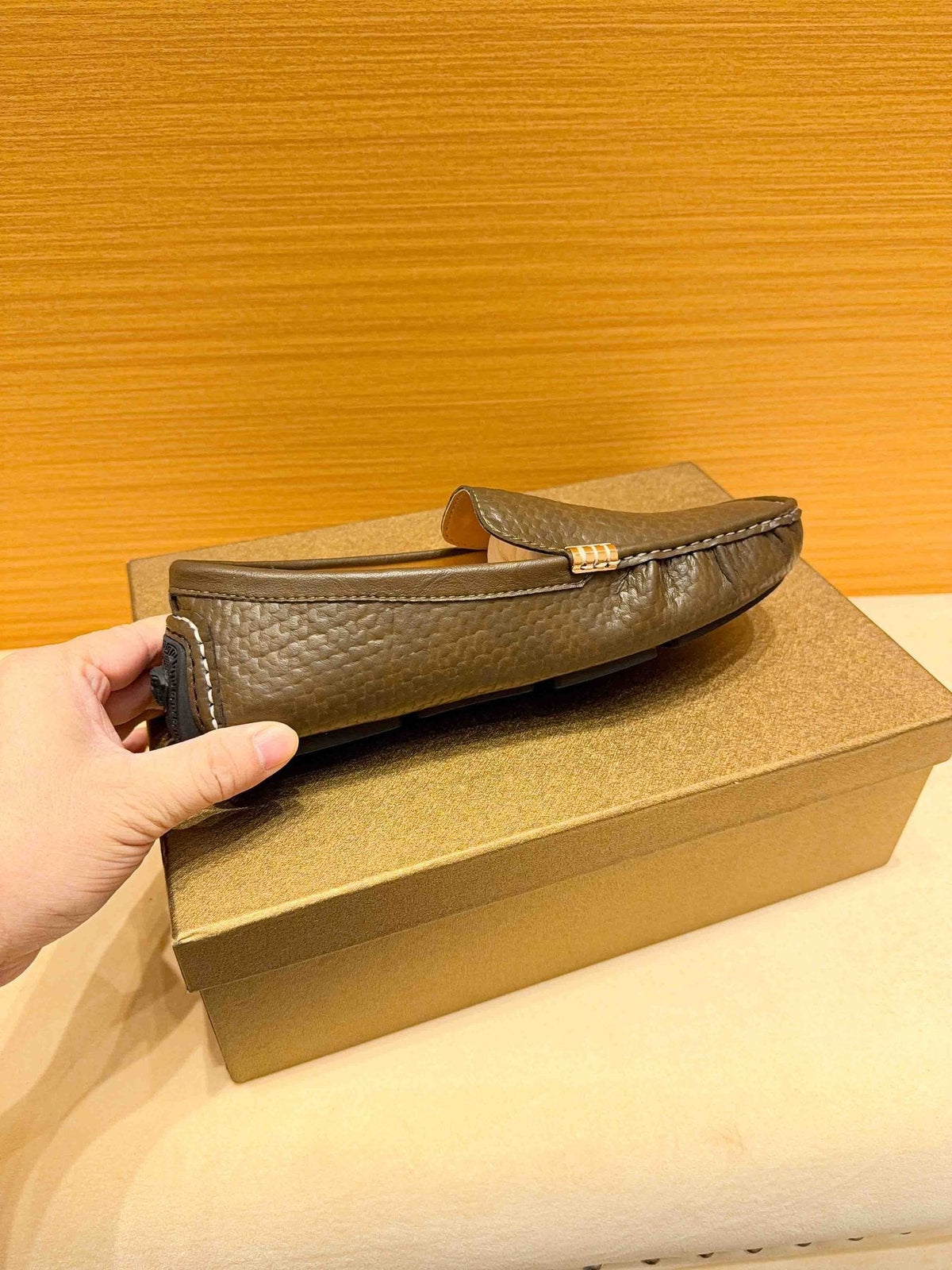 Versace Textured Leather Driving Loafers