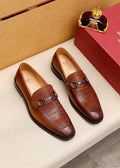 Ferragamo Textured Buckle Loafers