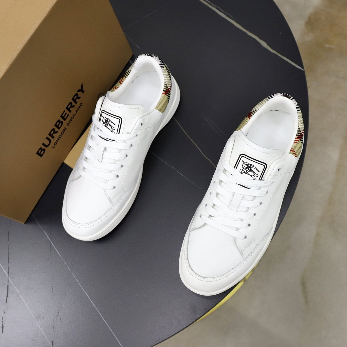 Burberry Check-Heel Low-Top Sneakers