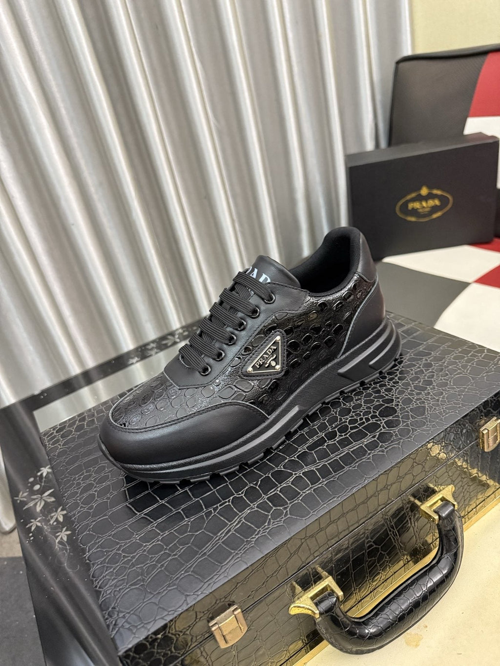 Prada Men's Triangle Badge Low-Top Sneakers - Padded Collar And Textured Outsole