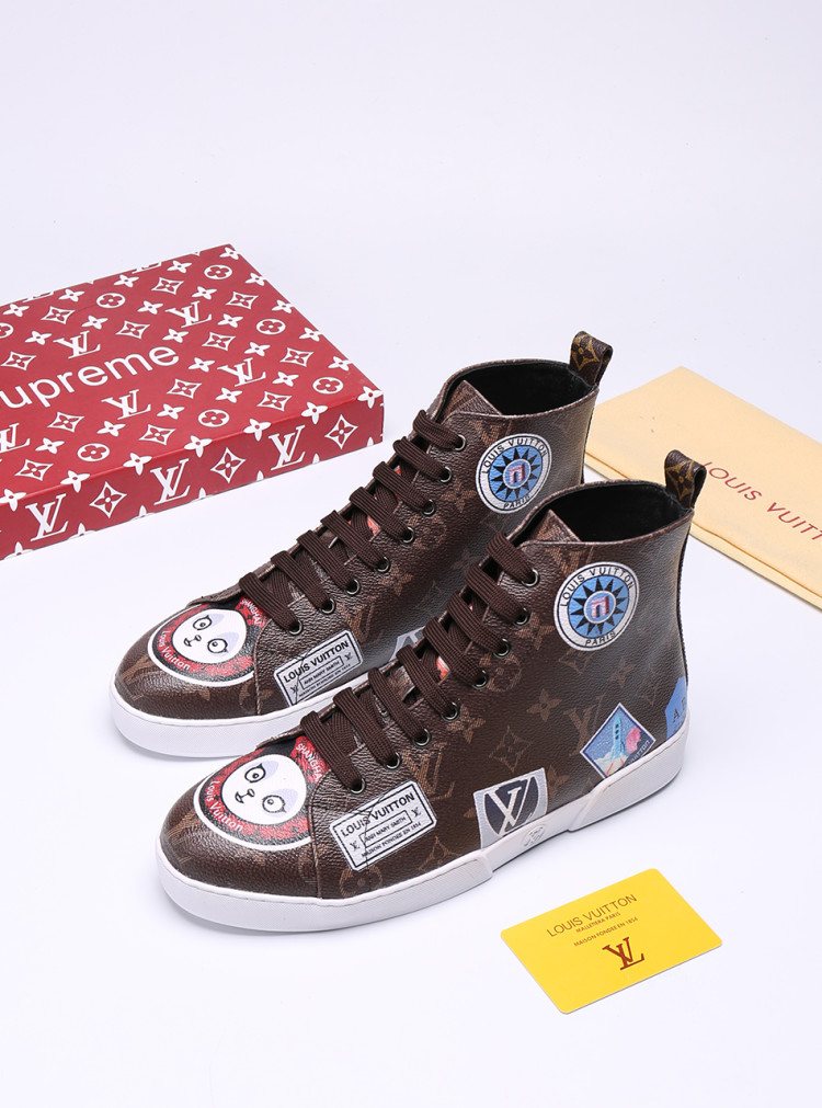 Louis Vuitton Graphic Patch High-Top Sneakers