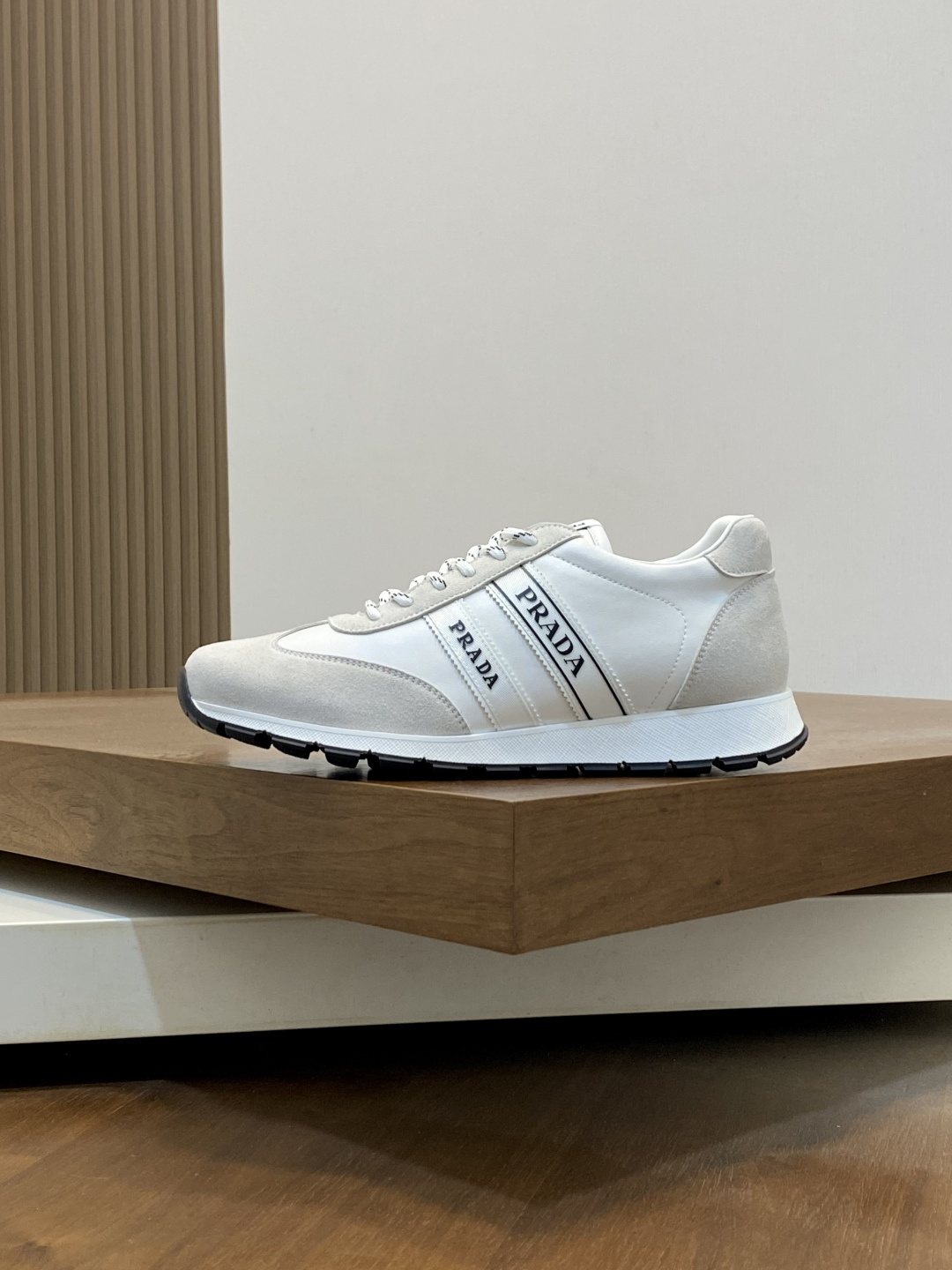 Prada Men's Geometric Panel Sneakers - Lace-Up Closure