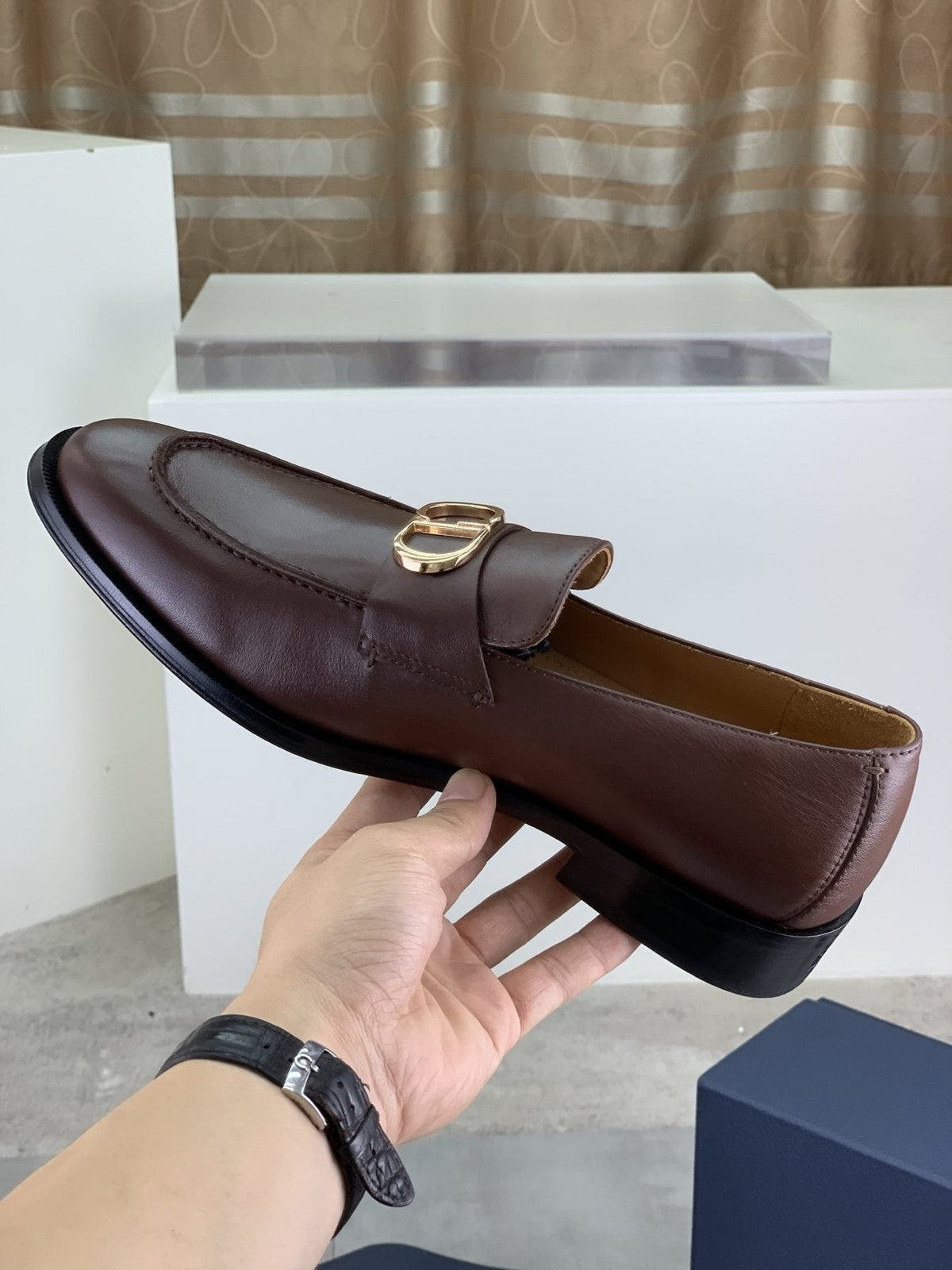 Dior Men's Brown Buckle Loafers