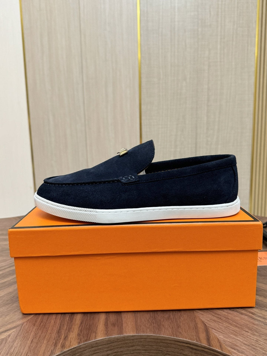 Hermès Navy Slip-On Sneakers