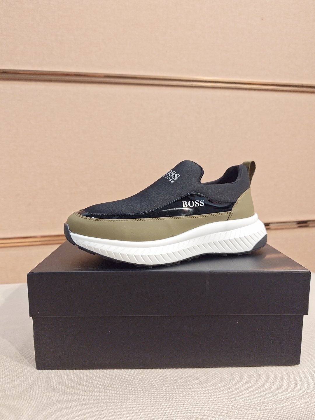 BOSS Contrast-Panel Slip-On Sneakers