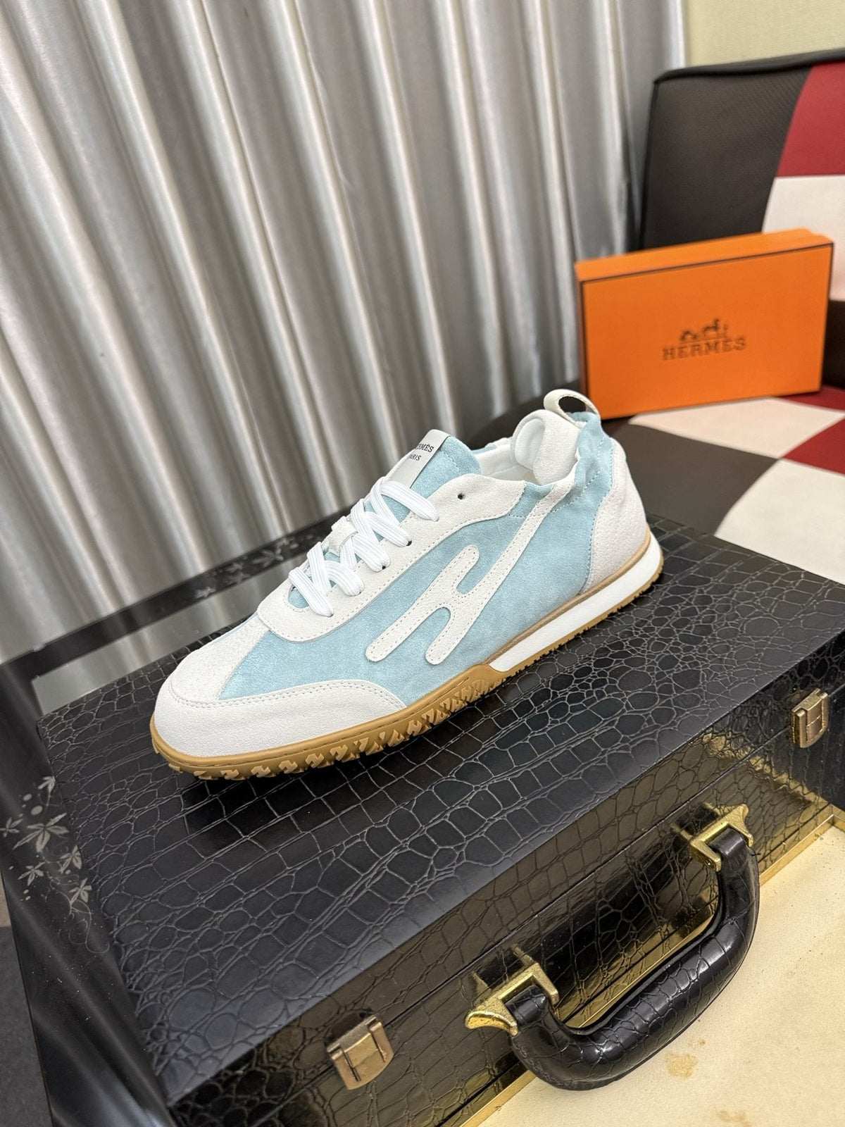 Hermès Men's Layered Panel Low-Top Sneakers