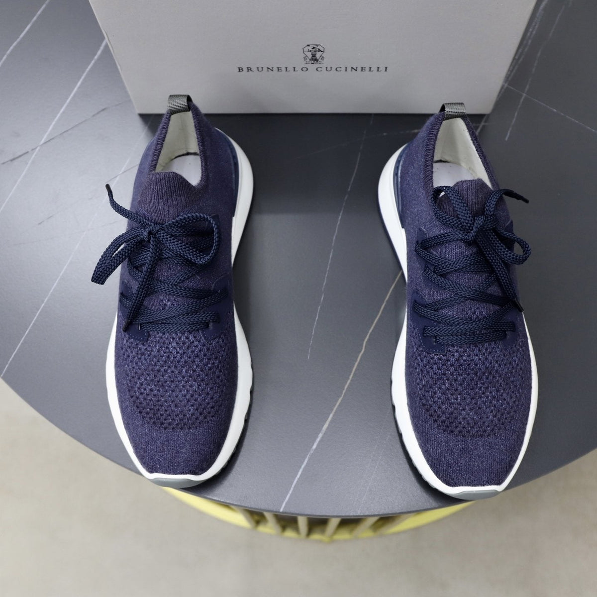 Brunello Cucinelli Dark Gray Knit Sneakers