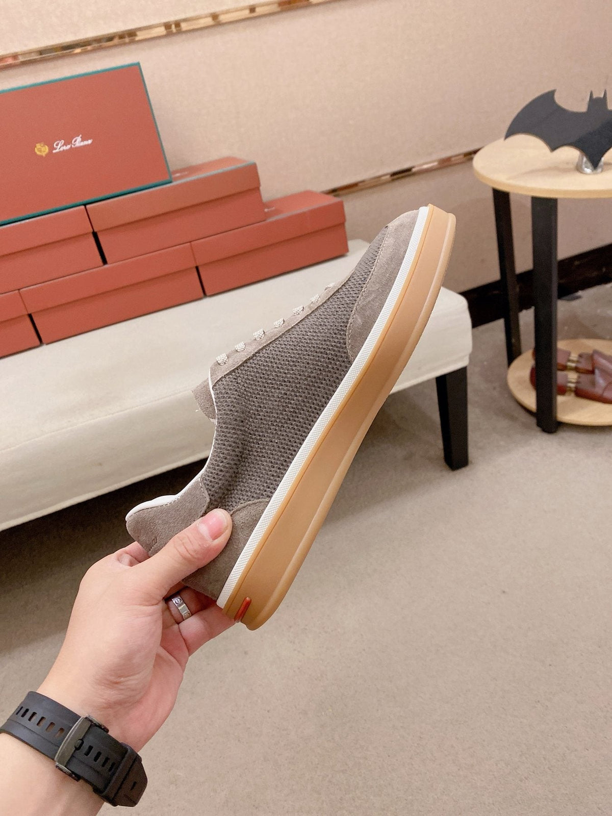 Loro Piana Textured Low-Top Lace-Up Sneakers