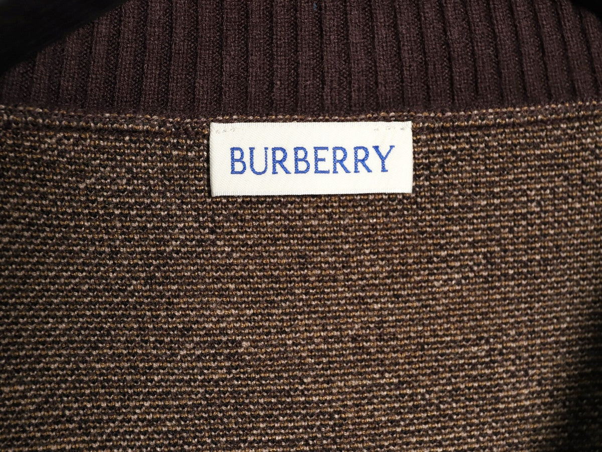 Burberry Diagonal-Check Crewneck Sweater - Dark Brown