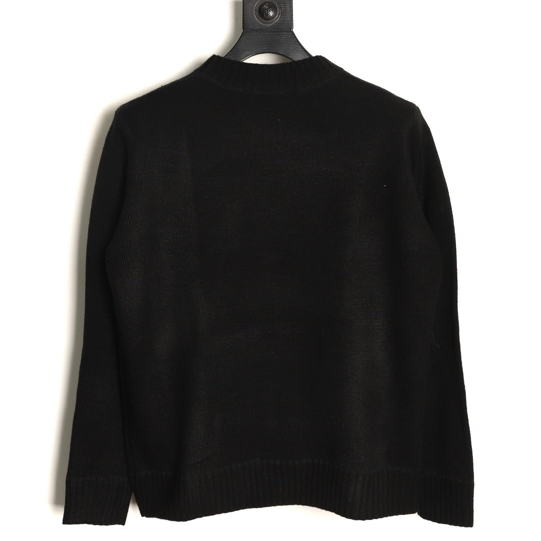 Prada Milano Logo Crewneck Knit Sweater - Black